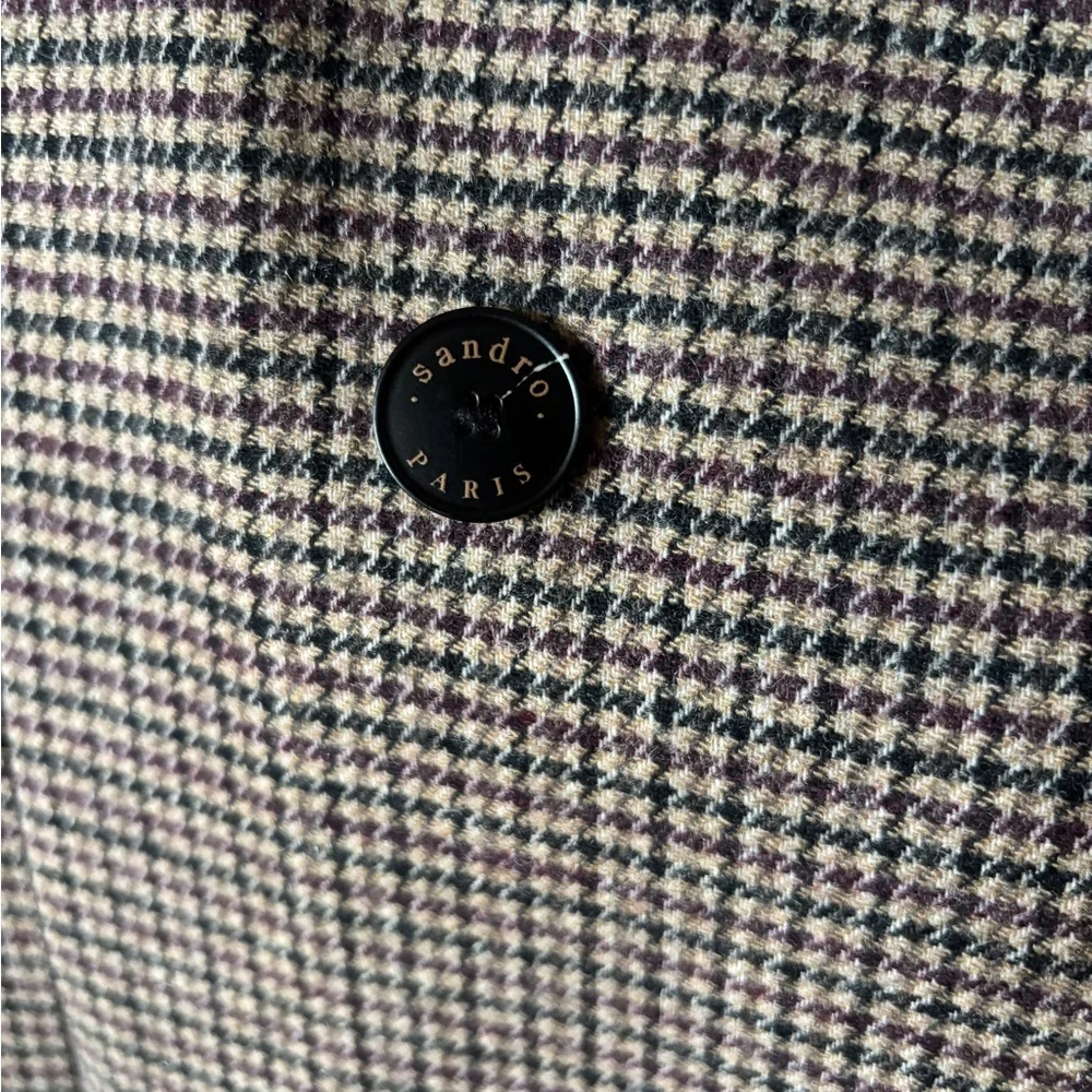 Sandro Houndstooth Double-Breasted Trench Coat - Picture 10 of 10